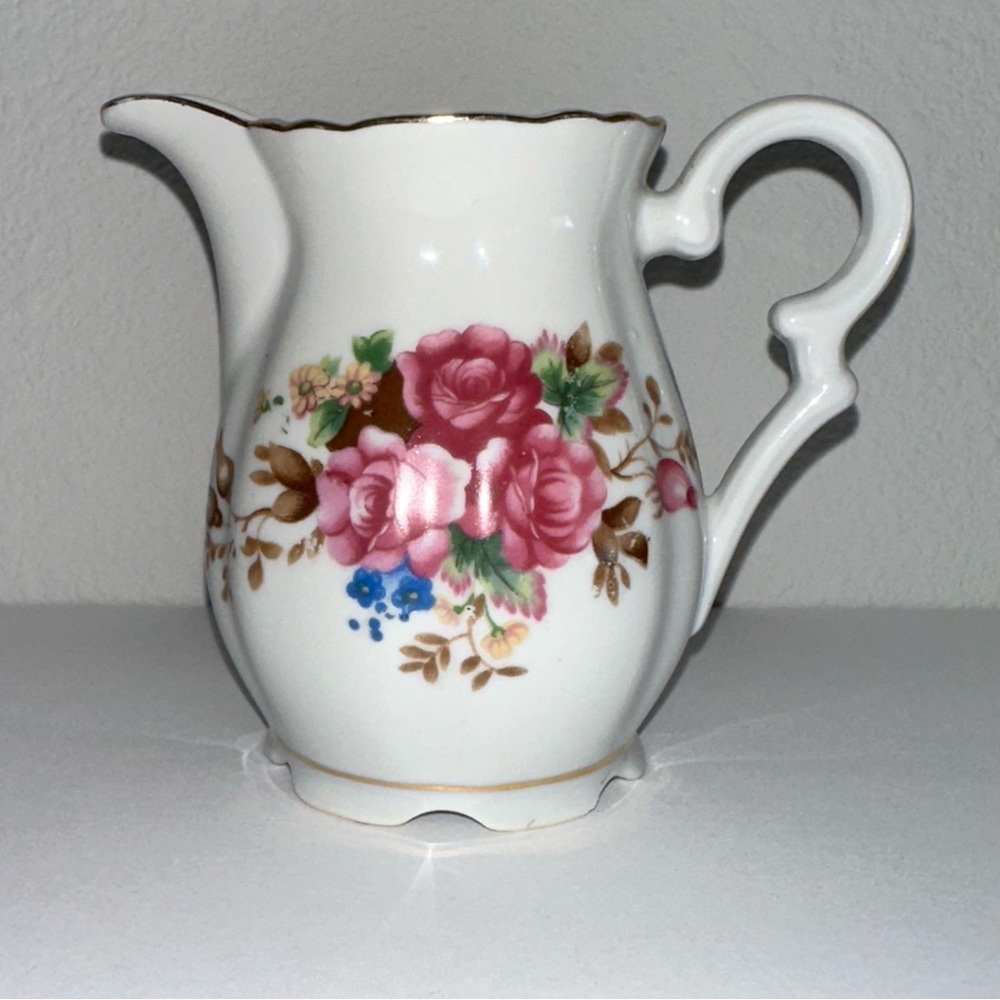 Floral Porcelain Creamer Pitcher vintage about 4” high made in Japan